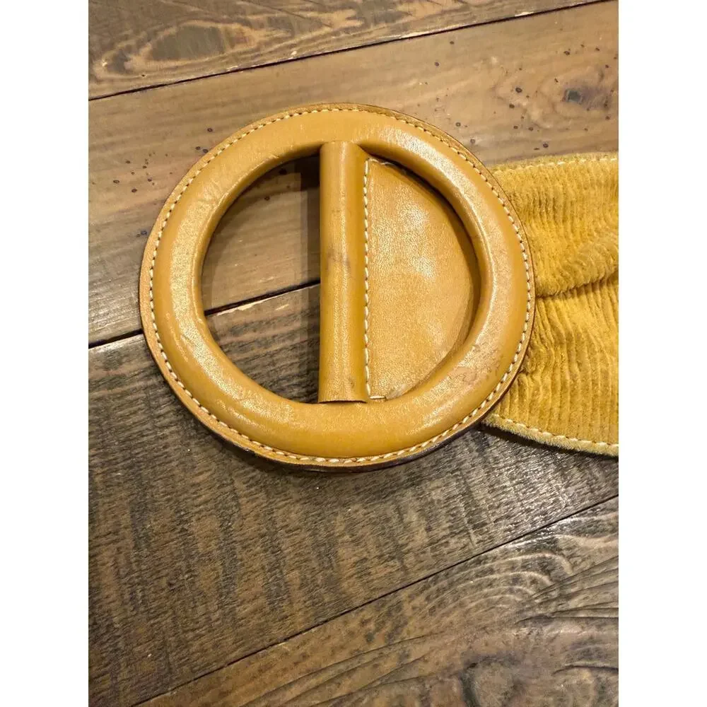 FENDI BROKEN Leather Belt Mustard Yellow HEAVILY USED